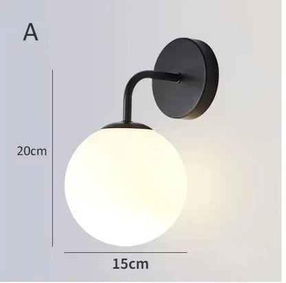 Nordic Modern Glass Wall Lamp – Bedside & Indoor Decorative Lighting for Bedroom, Living Room, Study