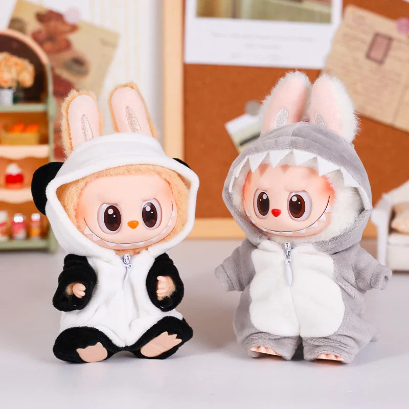 13cm Labubu Doll Clothes — 6-Piece Dinosaur Animal Outfit with Hat