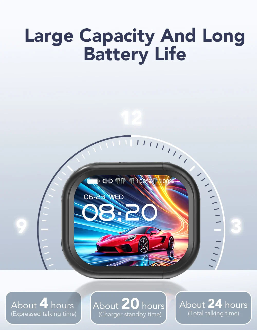 HTC NE20 Bluetooth 6.0 AI Translator Earbuds – Wireless Sport Headphones with LCD Touch & HD Stereo