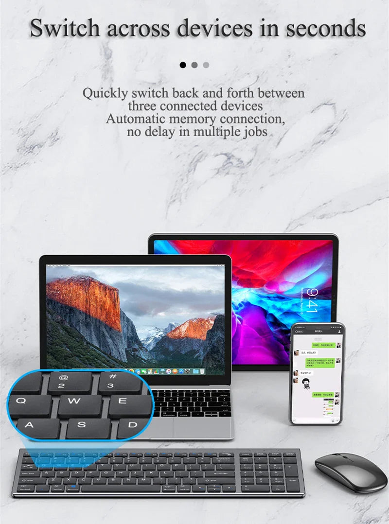 Bluetooth 5.0 & 2.4G Wireless Keyboard and Mouse Combo – Mini Multimedia Set for Laptop, PC, TV, iPad, MacBook, Android