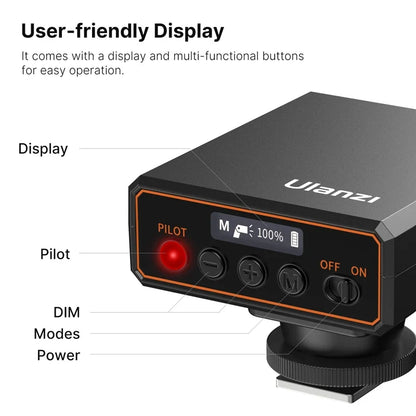 Ulanzi F12 Mini Camera Flash – GN12 5600K Speedlite with Hot Shoe Mount for Sony, Canon, Nikon, Panasonic, Olympus DSLR Cameras