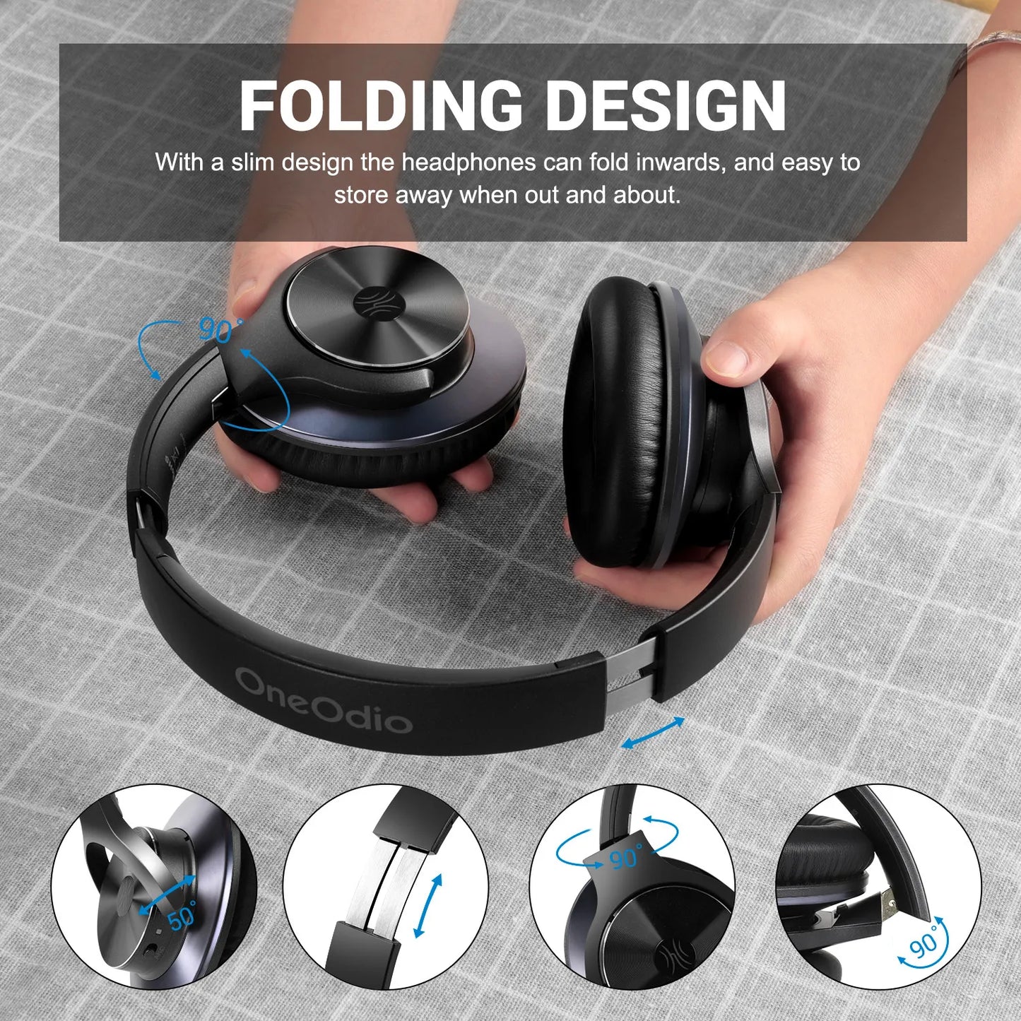 Oneodio A10 Bluetooth 5.4 Headphones - Hybrid Active Noise Cancelling, Hi-Res Audio, Over-Ear Wireless Headset with 5-Mic ANC