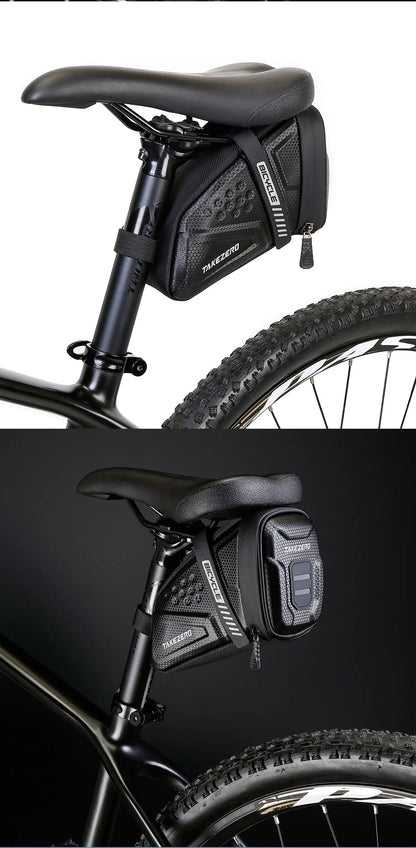 TAKEZERO TZ07 Bicycle Tail Saddle Bag – EVA Hard Shell Rear Bag for Mountain & Road Bikes