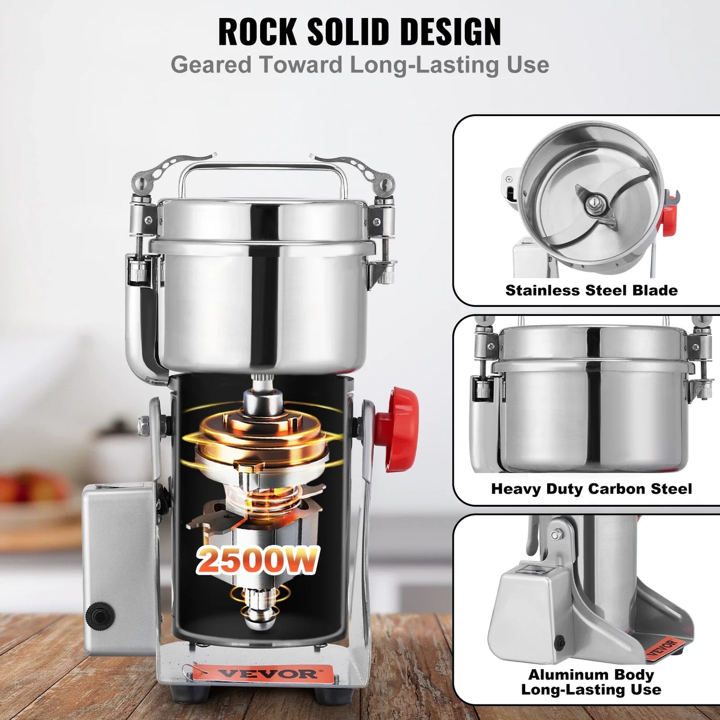 SucceBuy 150-2500g Electric Grain Mill Grinder – Commercial Spice & Herb Grinder for Coffee, Corn & Cereals