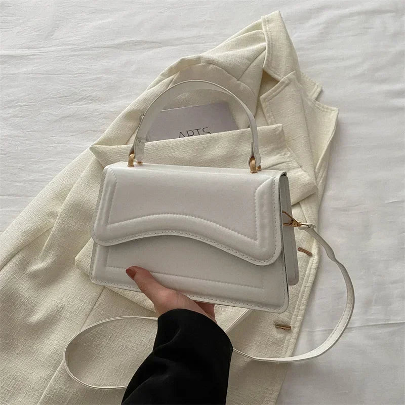 Women's PU Leather Crossbody Handbag – Solid Color Shoulder Purse & Small Messenger Tote Bag