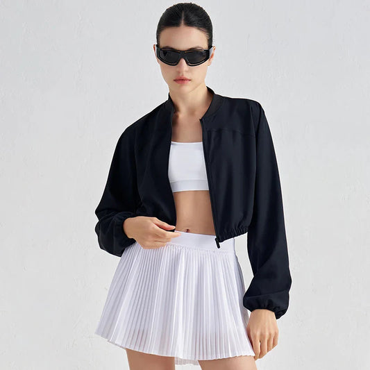 Women’s Yoga Sport Jacket – Long Sleeve Zip Up Breathable Loose Fit Fitness Running Gym Workout Activewear Coat