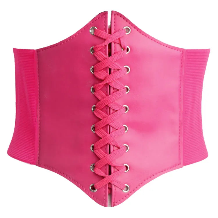 Women's Punk PU Leather Corset Belt - Wide Elastic High-Waist Waist Cincher