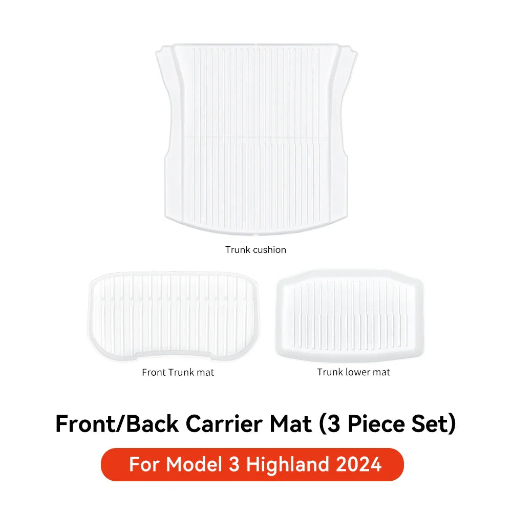 YZ TPE White Foot Pad — Fully-Surrounded Floor Liner for Tesla Model 3 & Model Y (2021–2025) | Waterproof, Non-Slip