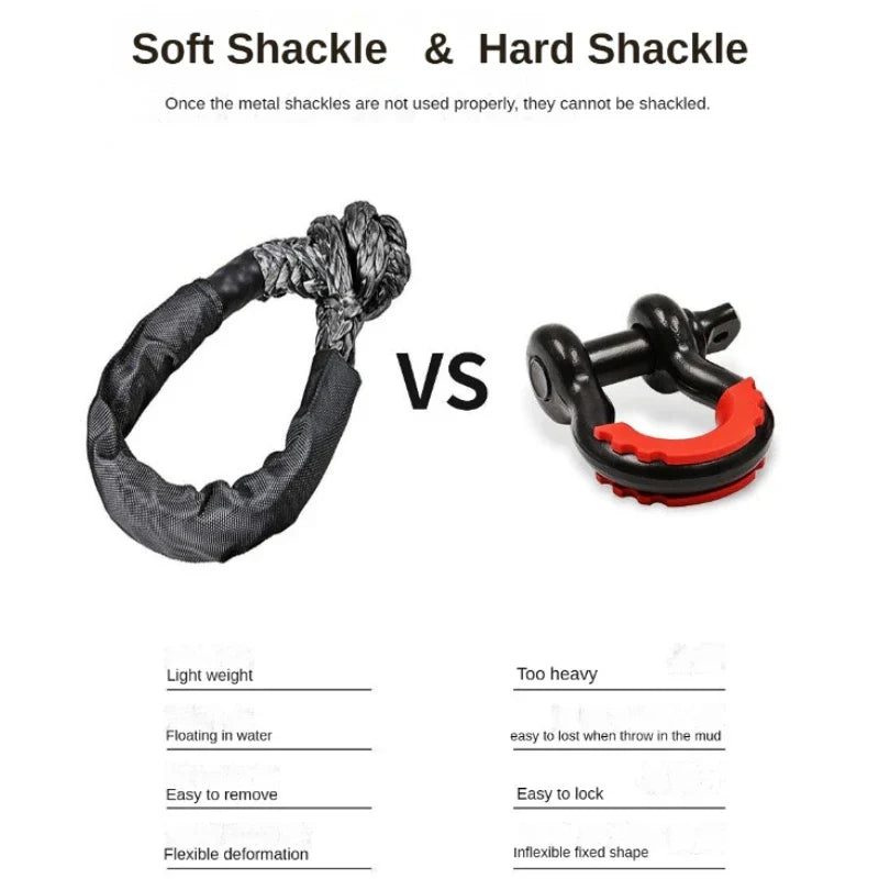 41,000lbs Soft Shackle Synthetic Rope – Heavy Duty Offroad 4X4 Tow Shackle Strap with Protective Sleeve for Jeep, Truck, SUV