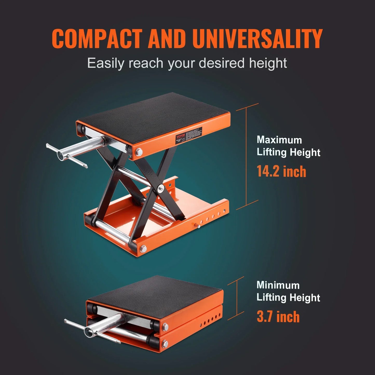 VEVOR Motorcycle Lift – Scissor Jack with 350/1100/1500 LBS Capacity, Wide Deck & Safety Pin for Bikes & Motorcycles