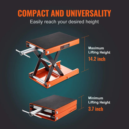 VEVOR Motorcycle Lift – Scissor Jack with 350/1100/1500 LBS Capacity, Wide Deck & Safety Pin for Bikes & Motorcycles