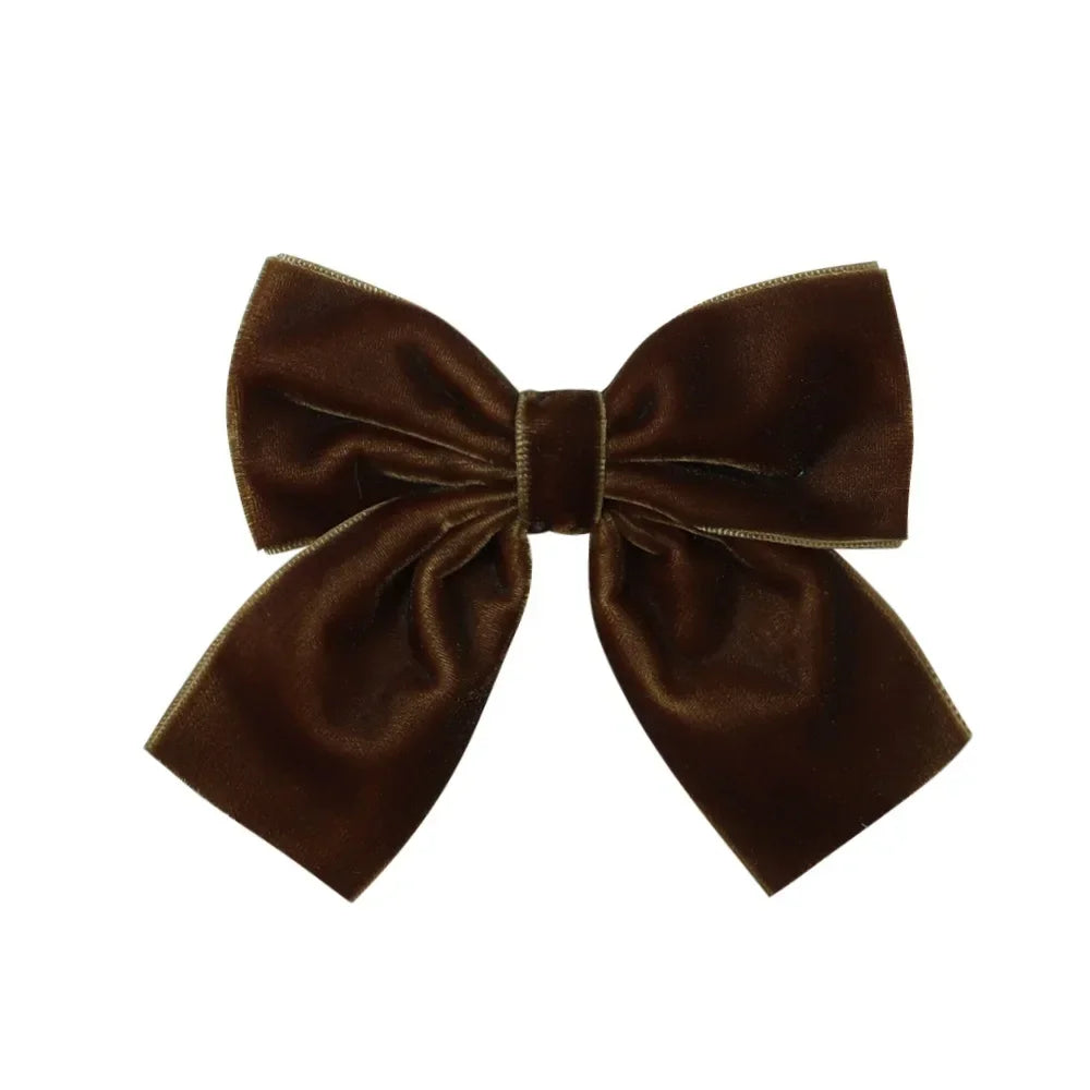 4.3-inch Velvet Bow Hair Clips for Girls – Handmade Barrettes in Black, White, Red, Pink, Blue, Yellow, Kids Hair Accessories
