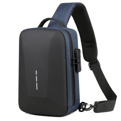 Anti-Theft Combination Lock Chest Bag with USB Charging Port – Men's Fashion Crossbody Travel Shoulder Bag
