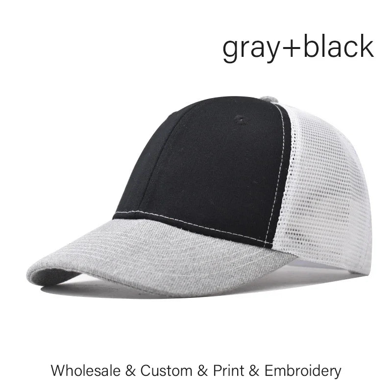 Custom Embroidered Baseball Cap - DIY Logo Mesh Hat for Men & Women, Adjustable Cotton Unisex Cap
