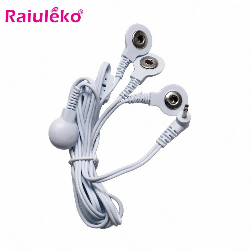 4-Button Electrode Wires – TENS Unit Lead Cables with Standard 2.5mm Connection for EMS & Massage Tools