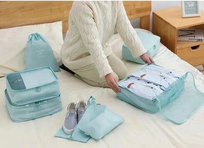 7–10 Pc Travel Organizer Storage Bags Set – Portable Packing Cubes for Suitcase, Clothes, Shoes & Luggage Tidy Pouch