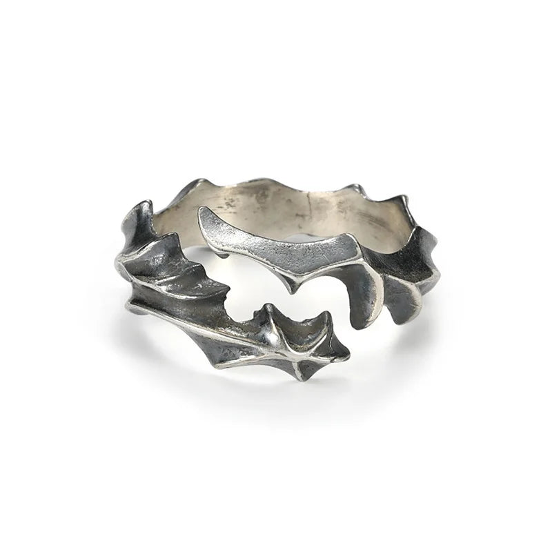 925 Silver Retro Vine Branch Ring for Men – Creative Open Adjustable Finger Jewelry