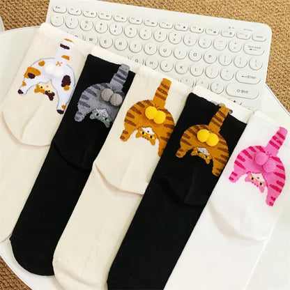 Couple 3D Cat Egg Socks – Funny Mid-Tube Winter Socks for Lovers, Cozy Halloween & Christmas Gift