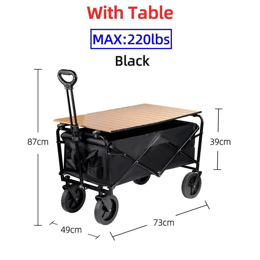 Heavy Duty Large Capacity Folding Wagon – Collapsible Portable Utility Cart for Shopping, Beach & Garden