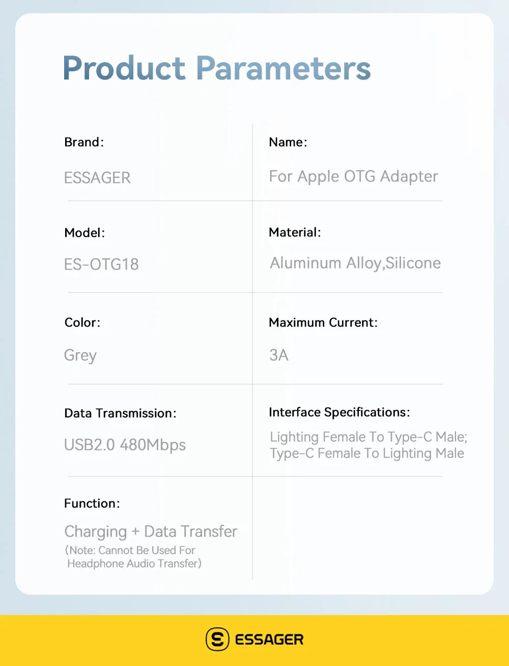 Essager Lightning to Type-C Adapter – 3A Fast Charging iOS Female to Type-C Male Connector for iPhone 15/14/13 Pro, iPad Converter
