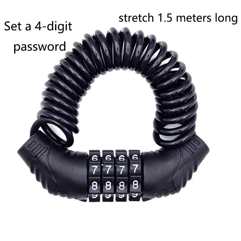 Universal Motorcycle & Bicycle Security Lock – Portable Helmet Password Wire Anti-Theft MTB & Road Bike Lock