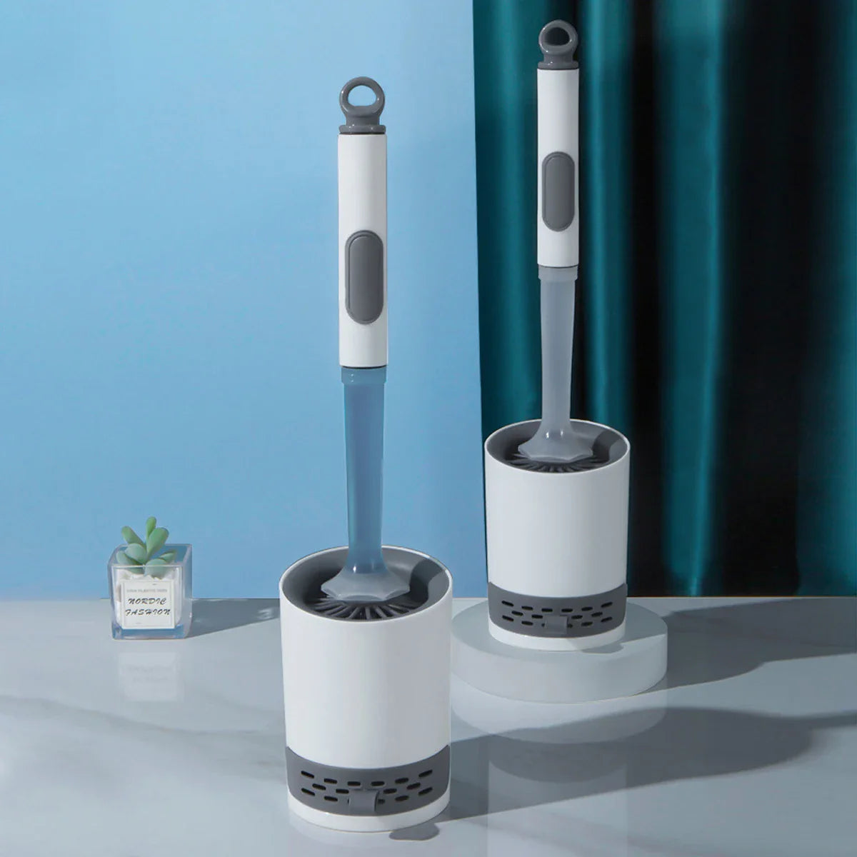 Refillable Toilet Brush with Detergent – Wall-Mounted Long Handle Silicone TPR Brush for Corner Cleaning, Bathroom Tool