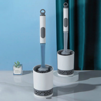 Refillable Toilet Brush with Detergent – Wall-Mounted Long Handle Silicone TPR Brush for Corner Cleaning, Bathroom Tool