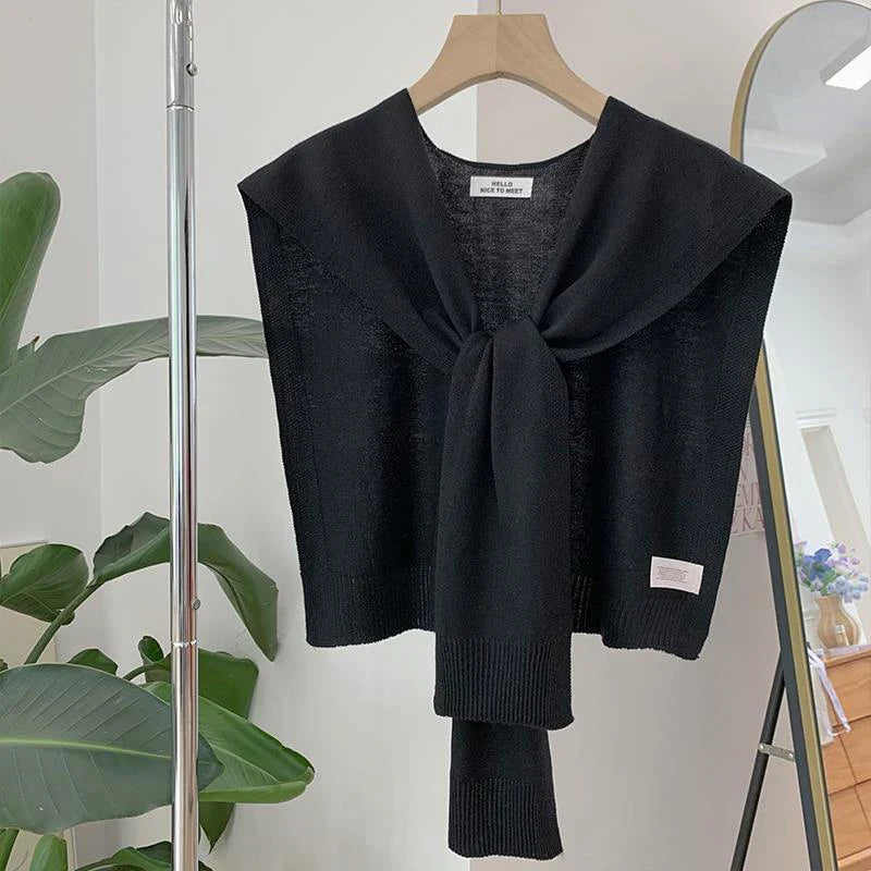 Lightweight Knitted Shawl for Women – Style Summer Cape with Fake Collar