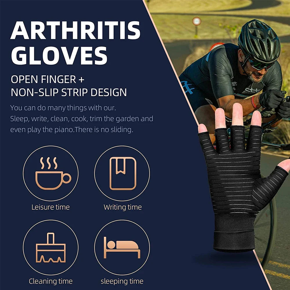 Copper Arthritis Compression Gloves – Fingerless Hand Support for Pain Relief, Swelling & Carpal Tunnel