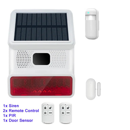 IP65 Waterproof Wireless Solar Strobe Siren Alarm – 433MHz Security for WiFi & GSM Home Alarm System