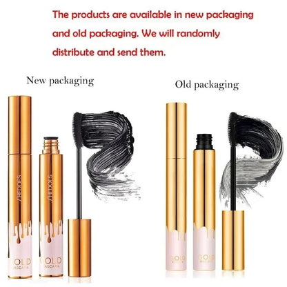 3D Lengthening Mascara - Black Eyelash Extension Effect with Long-Wear Gold Tube Makeup Brush