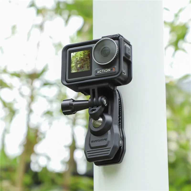 Magnetic 360° Rotary Action Camera Mount Clip – Hat, Belt & Backpack Clamp Holder for DJI Osmo Action 6/5 Pro/4, GoPro 13/12/11/10/9 Accessories