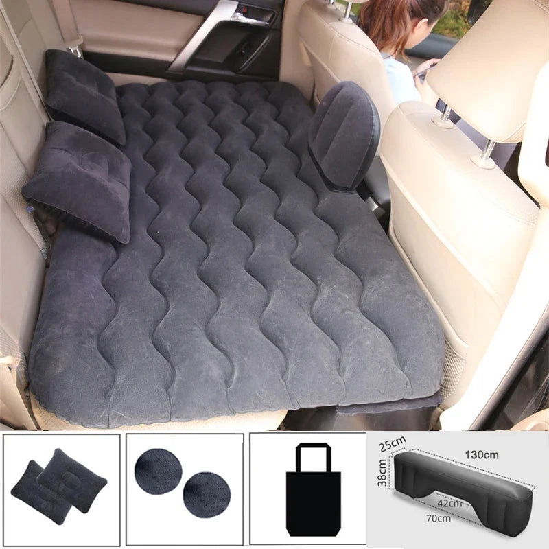 Universal Car Inflatable Travel Mattress - Back Seat Sleeping Bed with Pillow for Camping & Outdoor Comfort