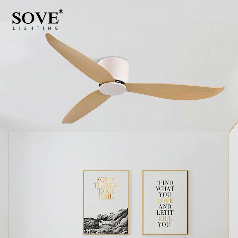 SOVE White Ultra-Thin 17cm DC Ceiling Fan — Low Floor Remote Control, Simple Design, No Light, 220V