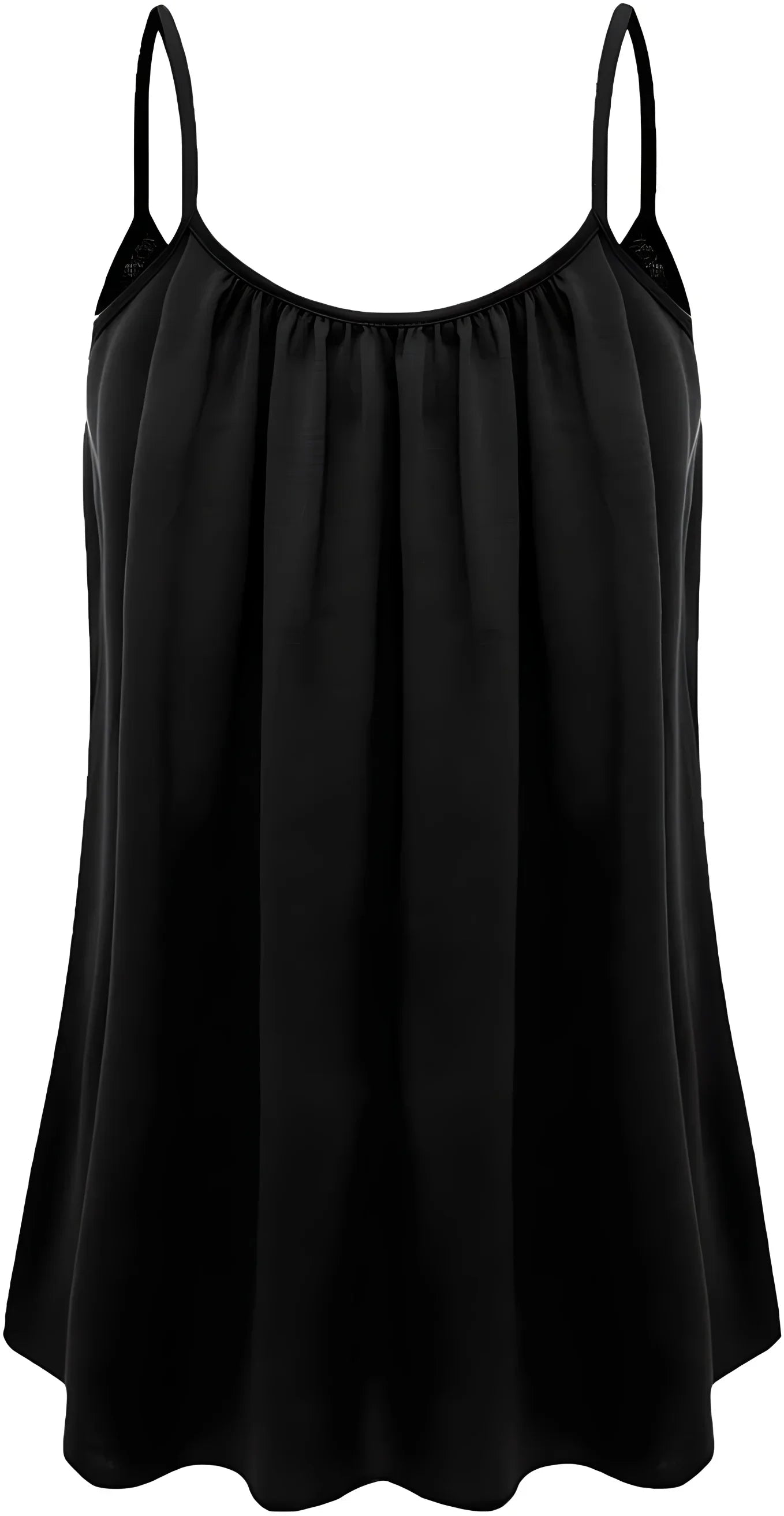 Plus Size Ruched Cami Vest Top - Soft Stretch Sleeveless Crew Neck Polyester Tank Shirt for Women