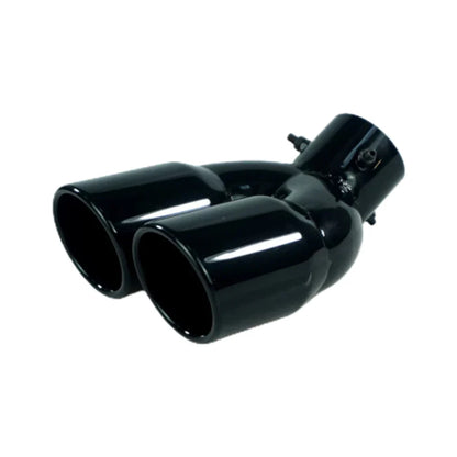 Universal 63mm Double-Barrel Car Exhaust Tip — Black Titanium Stainless Steel Tail Pipe Muffler Outlet, Auto Accessories
