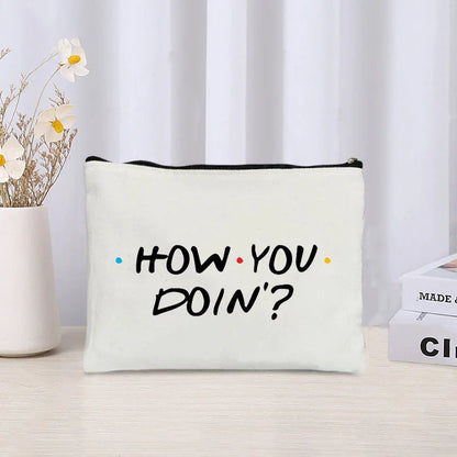 TV Show Friends Makeup Bag for Women - Travel Cosmetic Organizer, Eco-Friendly Canvas Pouch, Kawaii Purse and Pencil Case