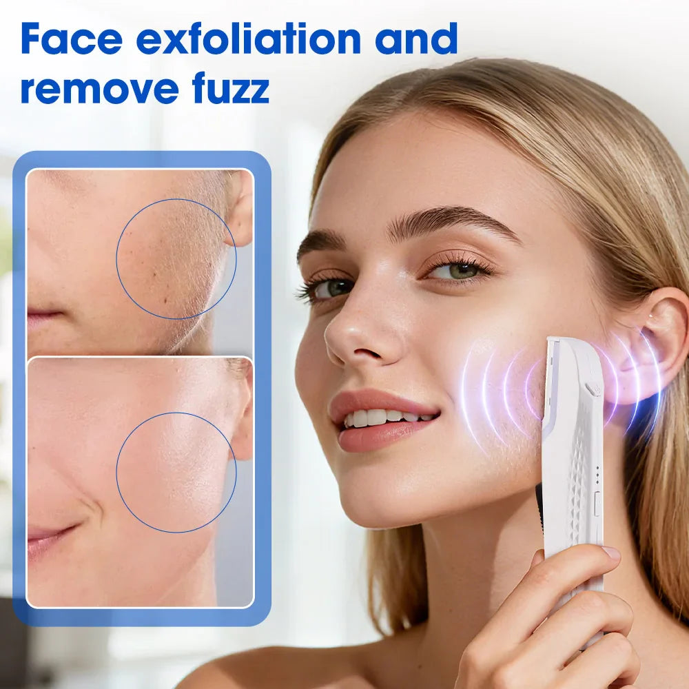 Women’s Sonic Rechargeable Dermaplane Razor with Light – Facial Hair & Peach Fuzz Removal Tool with 6 Blades for Skin Exfoliation & Smooth Skin Care