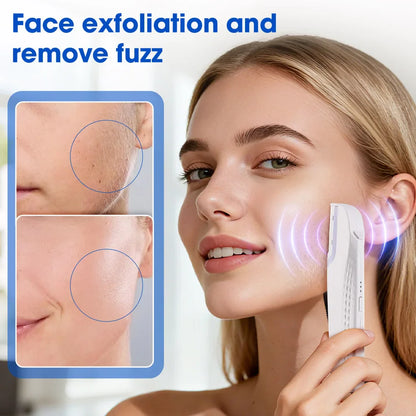 Women’s Sonic Rechargeable Dermaplane Razor with Light – Facial Hair & Peach Fuzz Removal Tool with 6 Replaceable Blades Skin Exfoliation Device