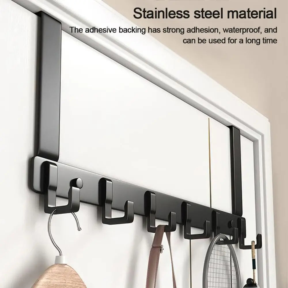 6-Hook Over-The-Door Organizer Rack for Clothes, Coats, Hats, Towels - Home and Kitchen Accessories Holder