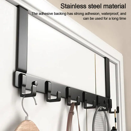 6-Hook Over-The-Door Organizer Rack for Clothes, Coats, Hats, Towels - Home and Kitchen Accessories Holder