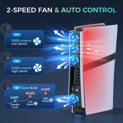 IINE PS5 Pro Cooling Fan – 2-Speed Smart Cooling for PS5 Pro Disc & Digital Edition