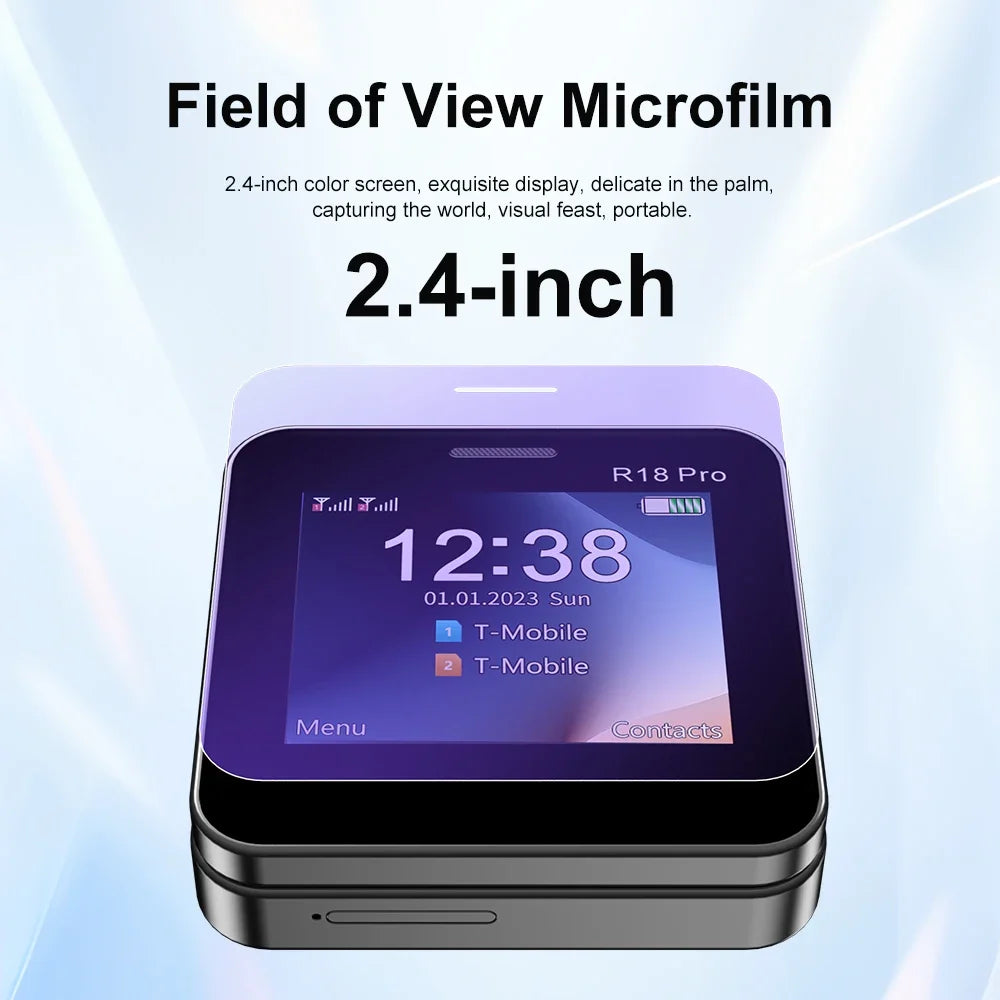 SERVO Rotating Mini Phone - 2G GSM Dual SIM Mobile Phone with FM Radio, MP4 Player & Flashlight