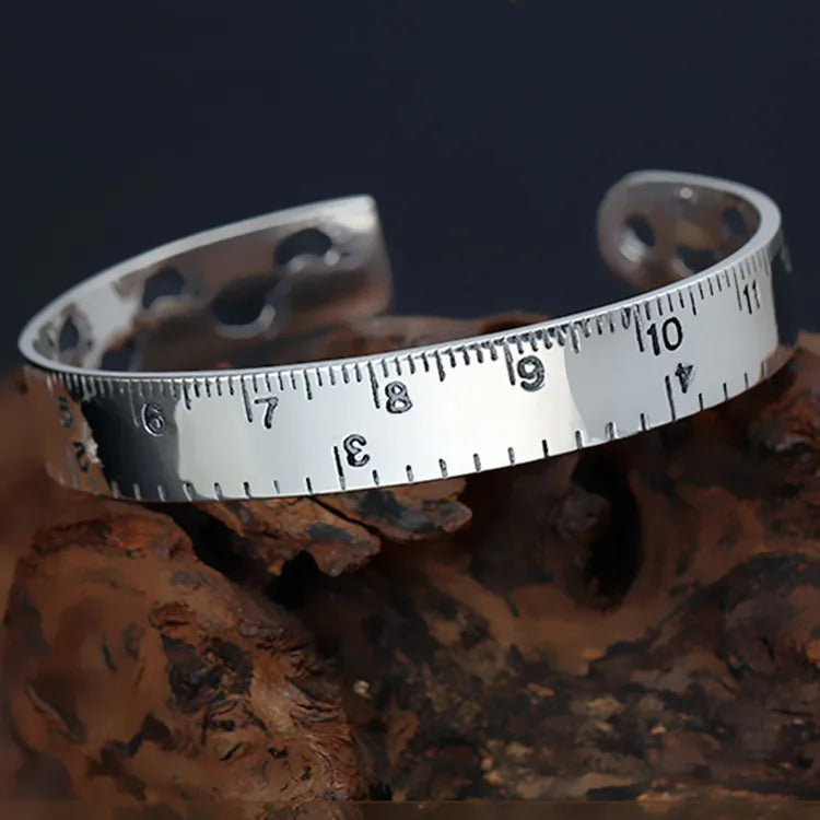 925 Sterling Silver Ruler Bracelet — Creative Footprint Roman Numeral Bangle TYB120