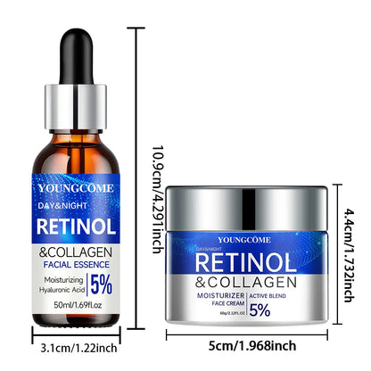 Retinol Cream & Serum Combo Set – Moisturizing, Skin Repair & Wrinkle Smoothing for Youthful, Elastic Skin