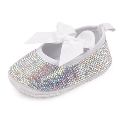 Baby Girls’ Bowknot Shoes - Shiny Diamond Sneakers & Sandals for Newborns and Toddlers