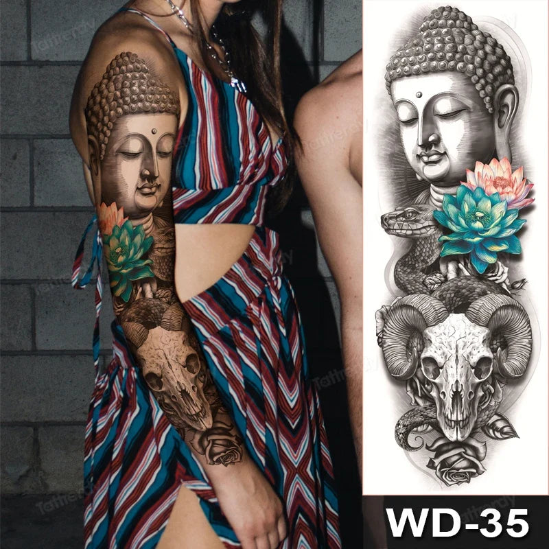 Large Temporary Leg Tattoos for Women - Sexy Animal & Anime Skull Water Transfer Body Art Stickers