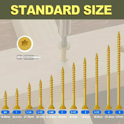 120-Piece #9 x 3-Inch Tan Deck Screws - T25 Torx Star Drive Anti-Corrosion Wood Screws with Drive Bit