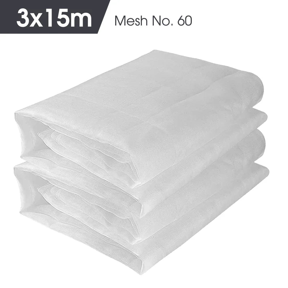 White 60 Mesh Garden Insect Netting – Greenhouse Protection Cover for Plants, Vegetables, Pest & Bird Control