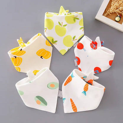 5PCS Baby Saliva Towels – Triangle Cotton Bandana Bibs, Waterproof and Absorbent Scarf for Newborn Boys & Girls